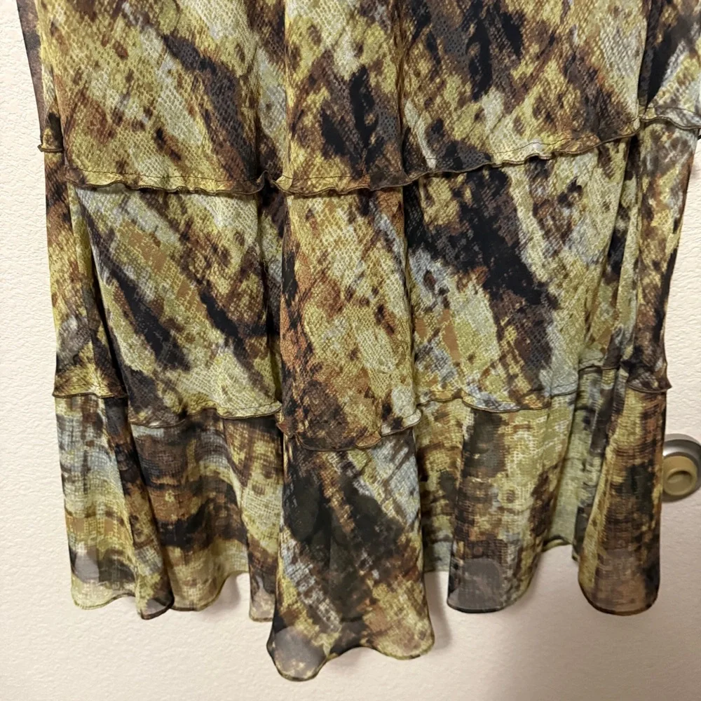NIC+ZOE Tiered Boho Maxi Skirt in Earth Tones Zipper‎ Side Size 6